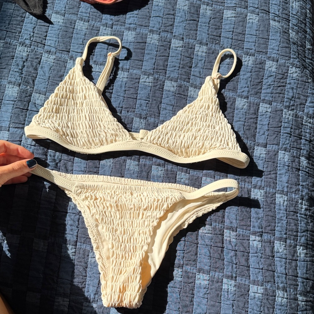 Tori praver cream bikini set